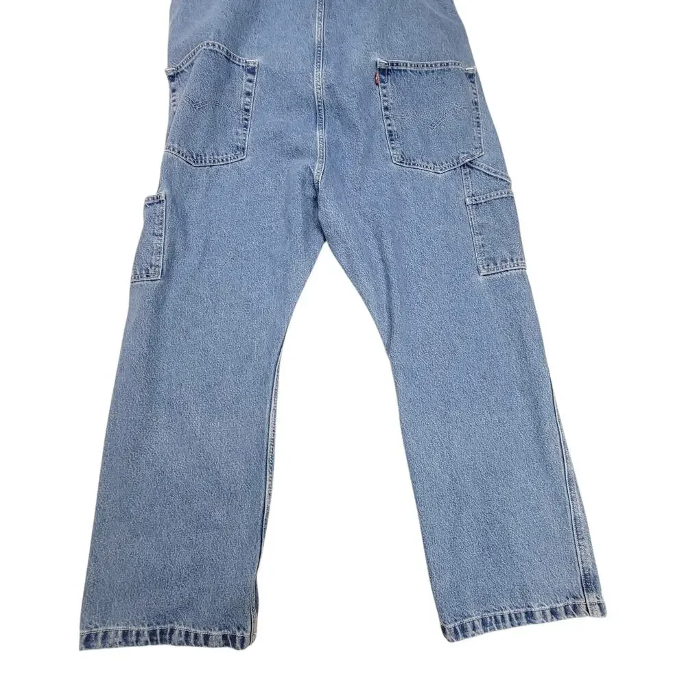 Levi's Blue Denim Bib Overalls Mens 3XL Carpenter Workwear Loose Fit Jeans